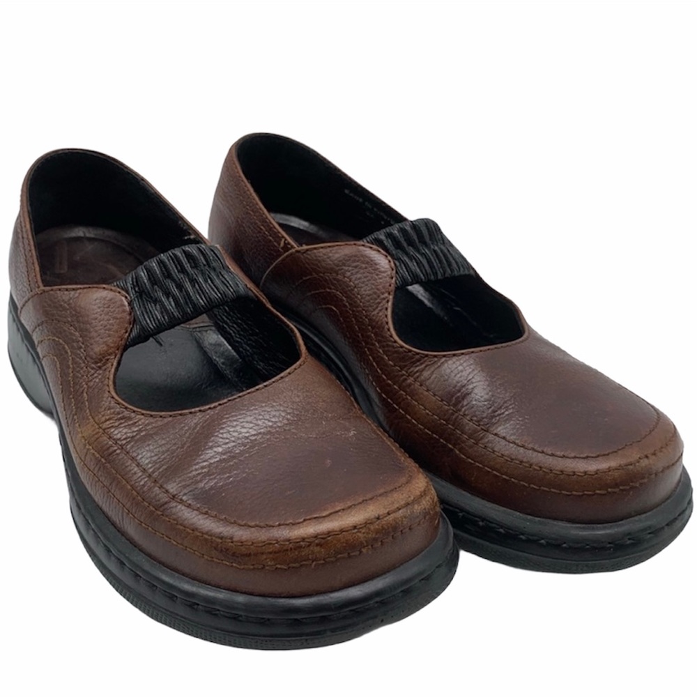 Dansko Elle Leather Mary Janes Elastic Strap Brown